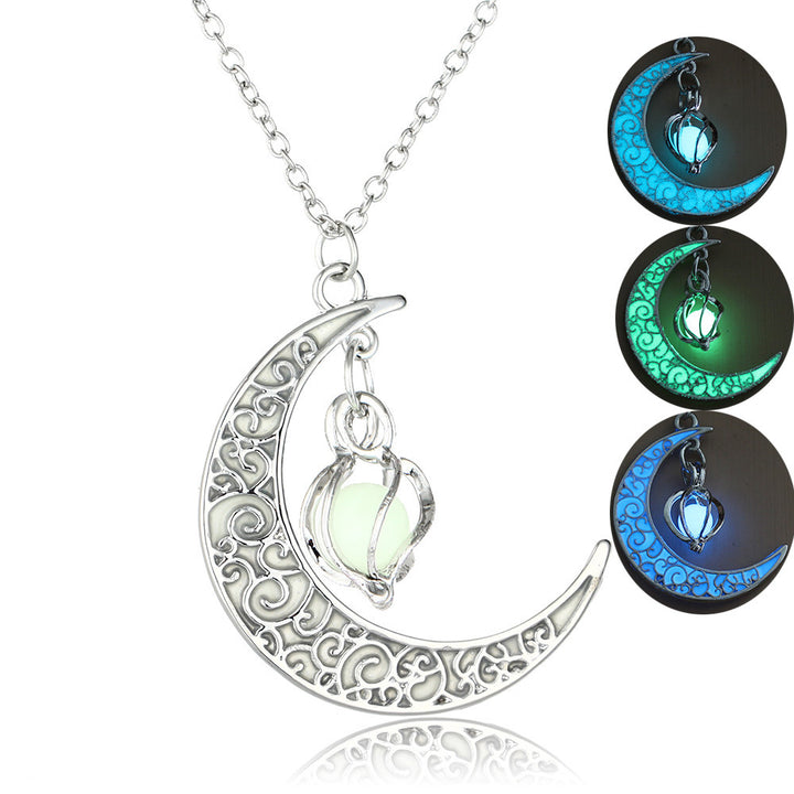 Moon & Star Glow-in-the-Dark Choker Set (Light Luxury Niche Magical Necklace)