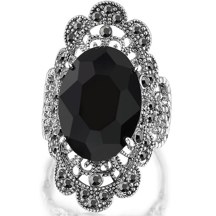 Vintage Openwork Lace Black Onyx Ring (Dark Light Luxury Personalized Style)