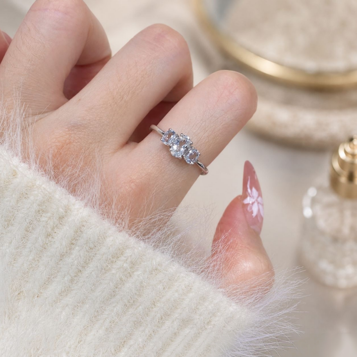 Three‑Stone Oval Diamond Classic Engagement Ring, Two‑Tone Options