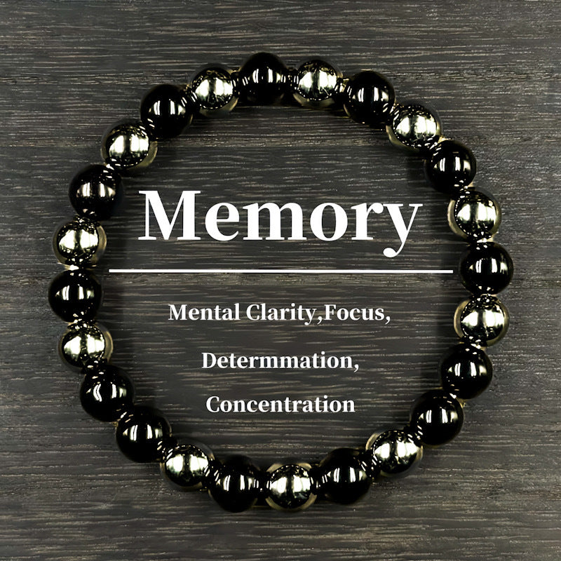 Natural Black Agate Beaded Bracelet (Unisex Stretch Bead Jewelry)