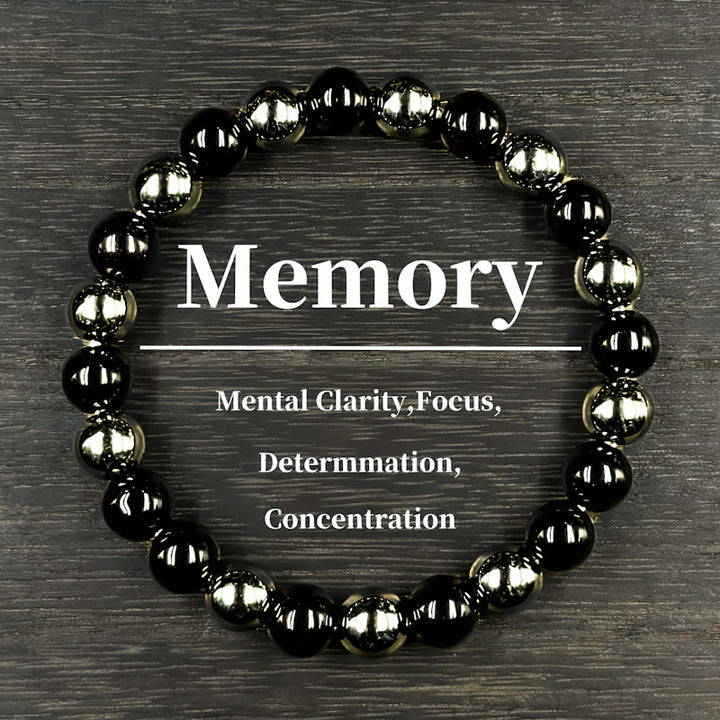 Natural Black Agate Beaded Bracelet (Unisex Stretch Bead Jewelry)