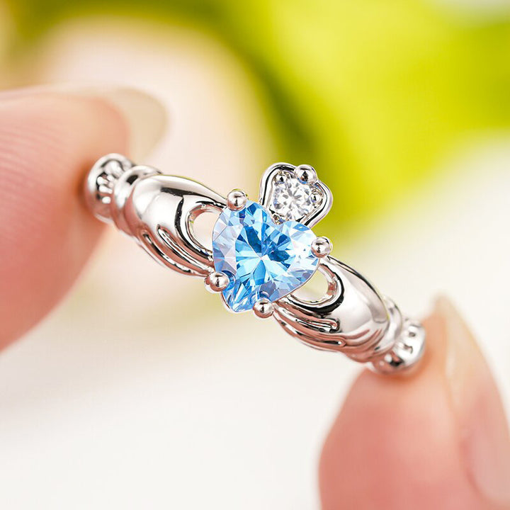 Claddagh Heart & Crown Diamond Ring (3 Colors Delicate Statement Band)