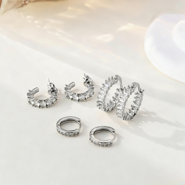 Multi-Size Pavé C-Huggie Earring Set (Luxury Classic Versatile Earrings)