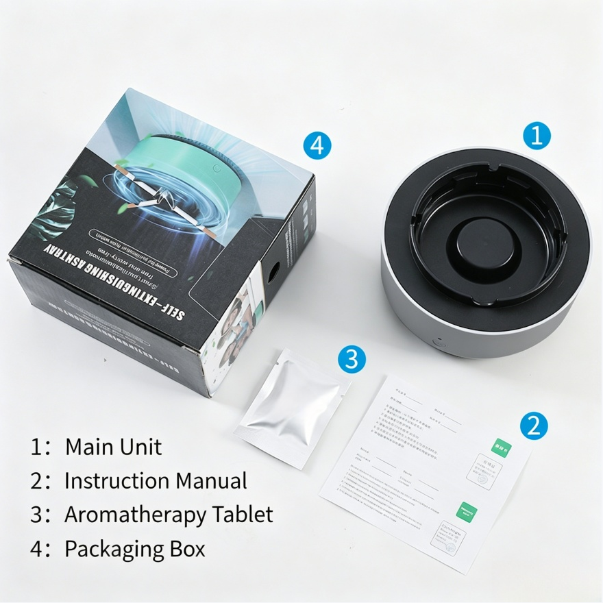 Smart Purifying Ashtray, Desktop Secondhand Smoke Absorber Odor Remover Air Clean Ashtray, Multi-Color