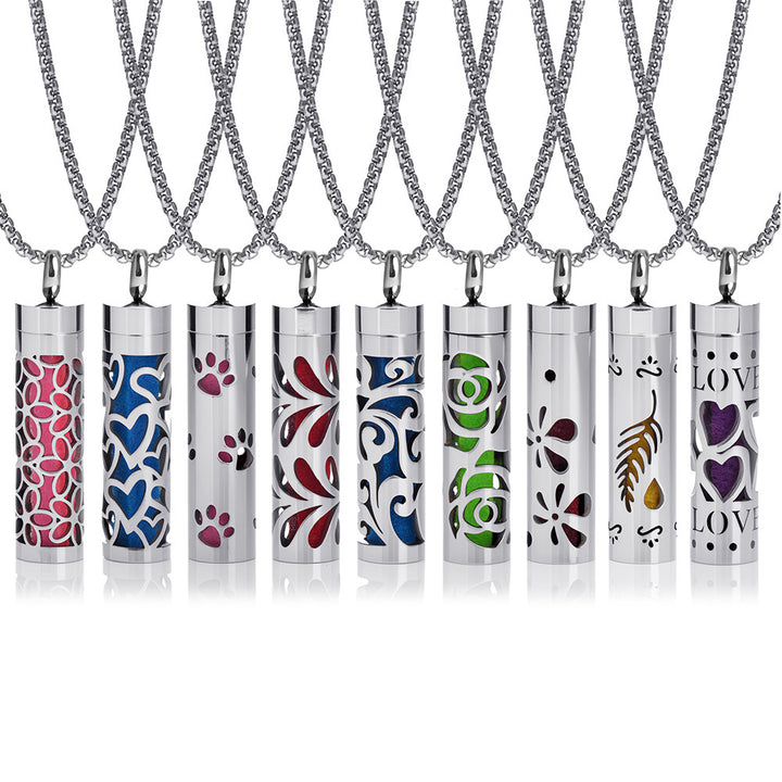 Cylindrical Hollow Aromatherapy Necklace Set (Light Luxury Niche Fragrance Necklace)