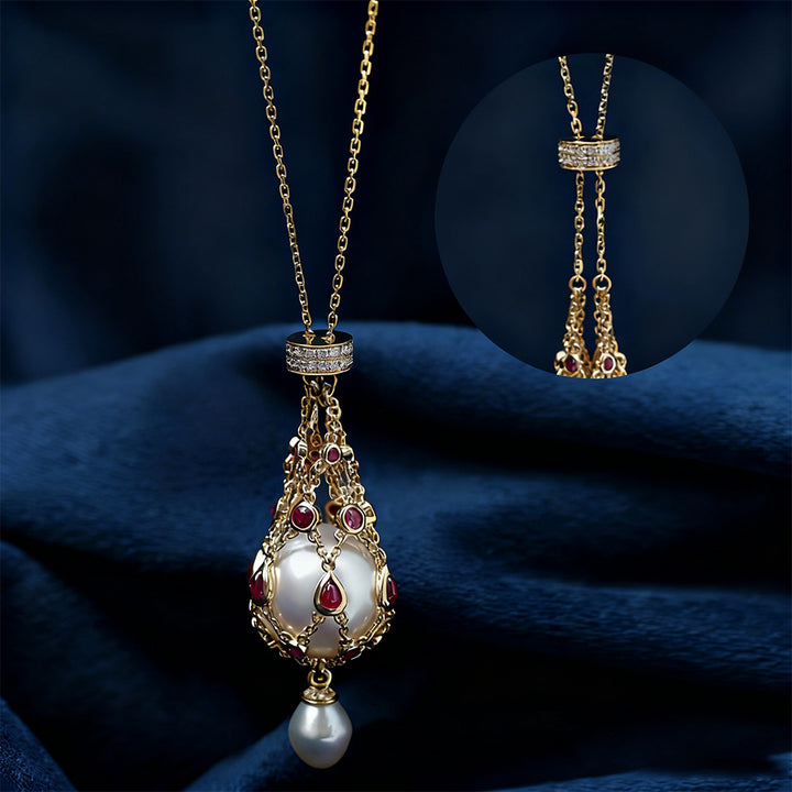 Vintage Cage Pearl Lantern Necklace Set (Light Luxury Niche Royal Choker)