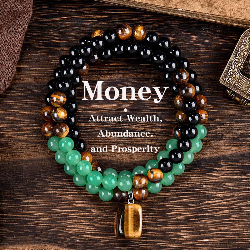 Tiger Eye Double-Layer Energy Necklace (Wealth-Attracting Retro Layered Style)