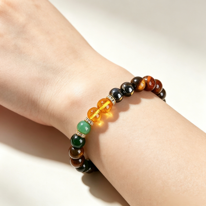 Wealth‑Attracting Multi‑Gemstone Beaded Bracelet