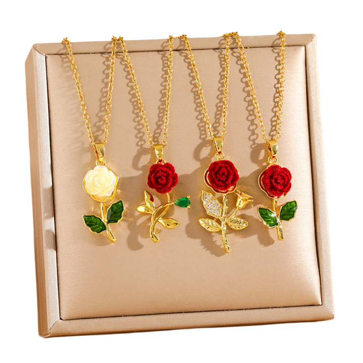 Velvet Rose Collection Necklace Set (Light Luxury Niche Romantic Necklace)