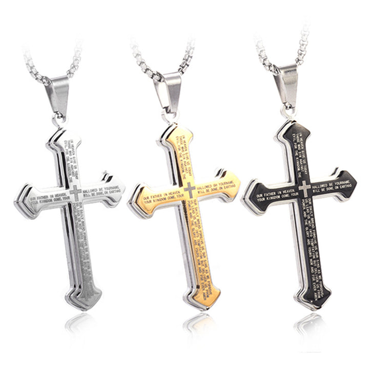 Lord's Prayer Triple Layer Cross Necklace Set (Light Luxury Niche Faithful Necklace)