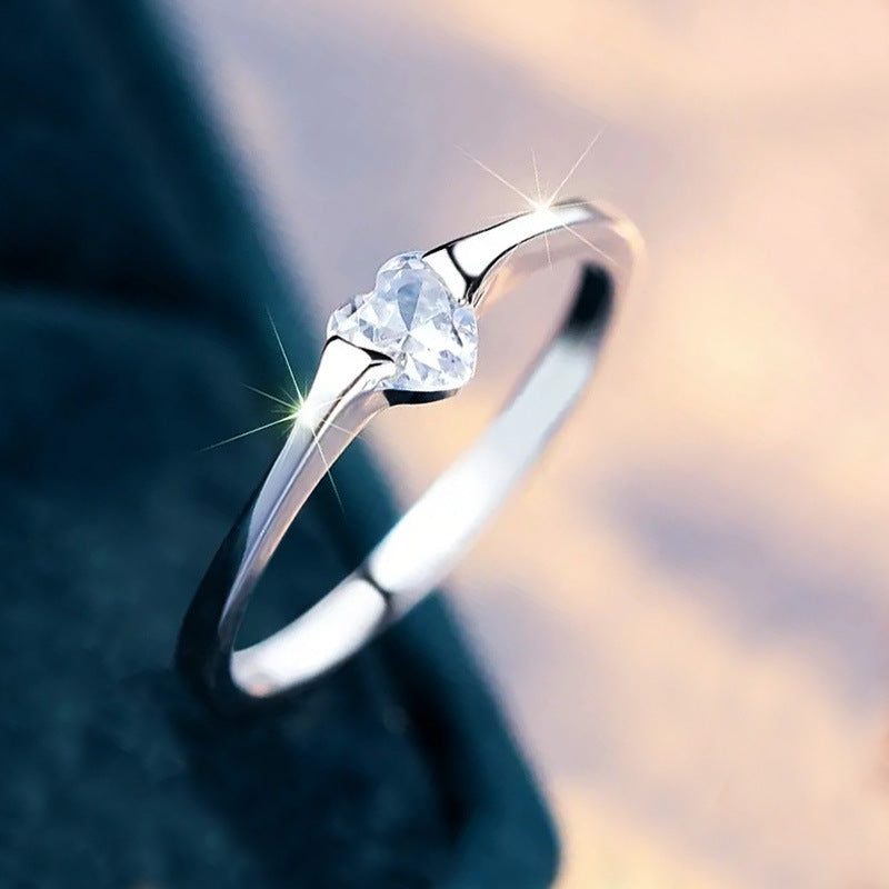 Heart‑Shaped Diamond Minimalist S925 Silver Ring