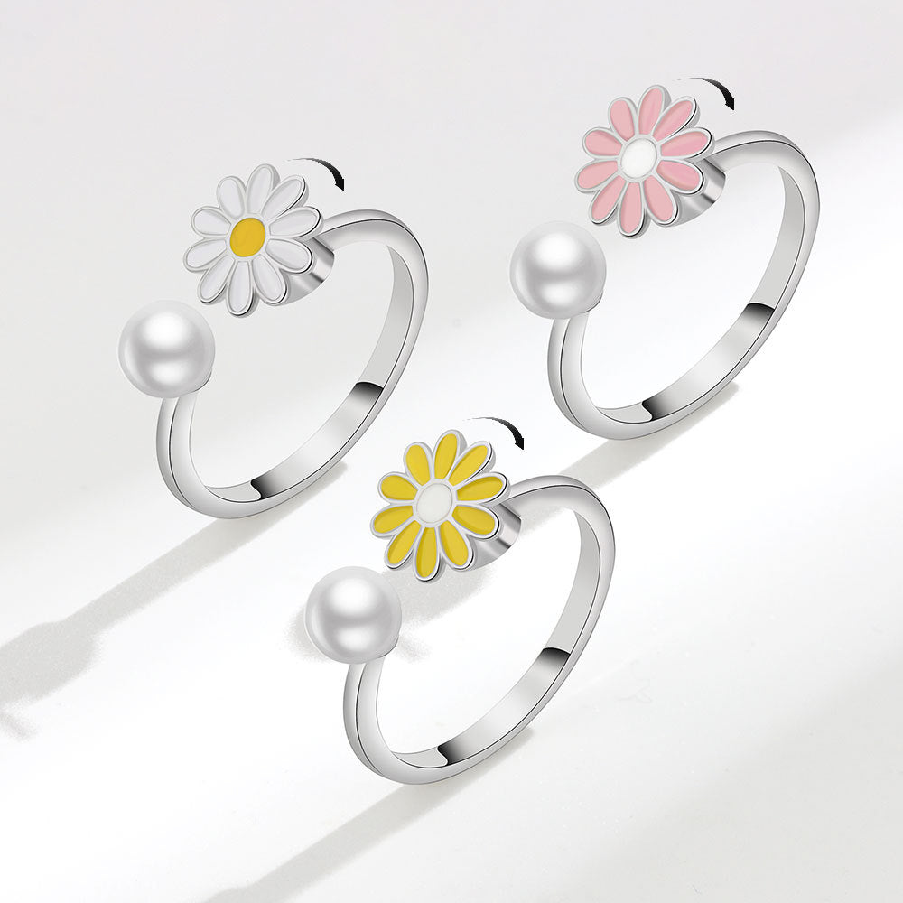 Daisy & Pearl Open Ring Set (Light Luxury Niche Fresh Bands)