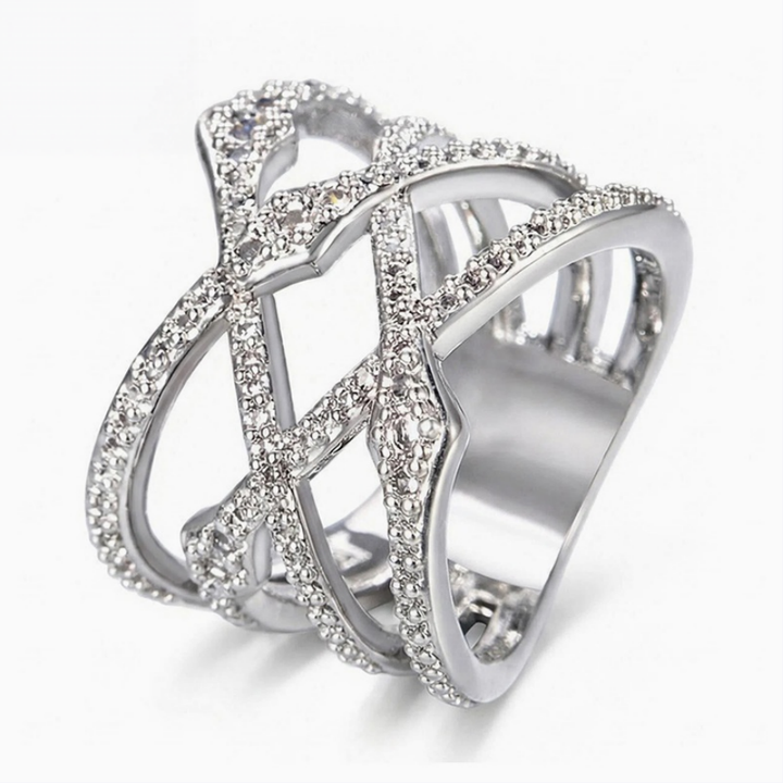 Intertwined Criss‑Cross Open Wide Band Ring