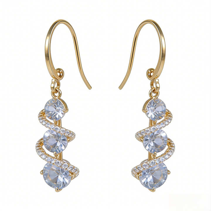 Luxury Spiral Pavé Drop Earrings (Versatile Gold Tone Dangles)