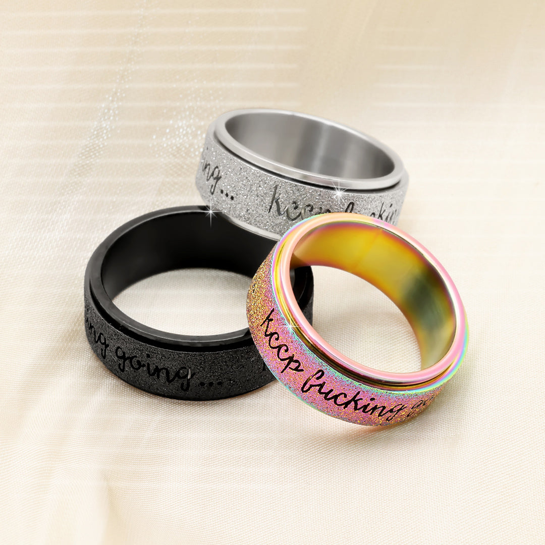 Inspirational Text Frosted Spinner Fidget Ring, 3‑Color Options