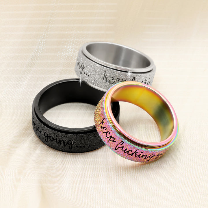 Inspirational Text Frosted Spinner Fidget Ring, 3‑Color Options