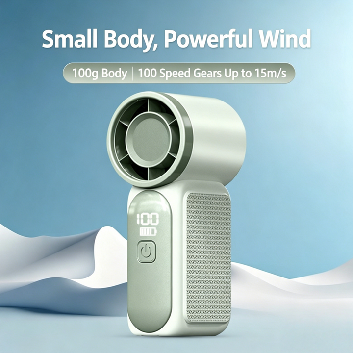 Mini Turbo High-Speed Digital Handheld Fan, 100-Speed Adjustable Portable Pocket Rechargeable Fan, Multi Colors