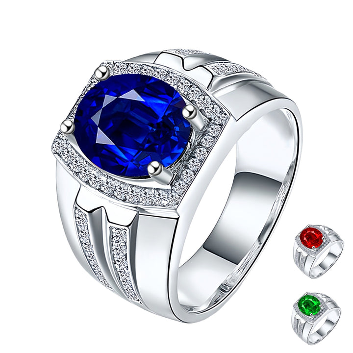 Precious Stone Halo Men's Ring Set (Luxury Business Style Band)