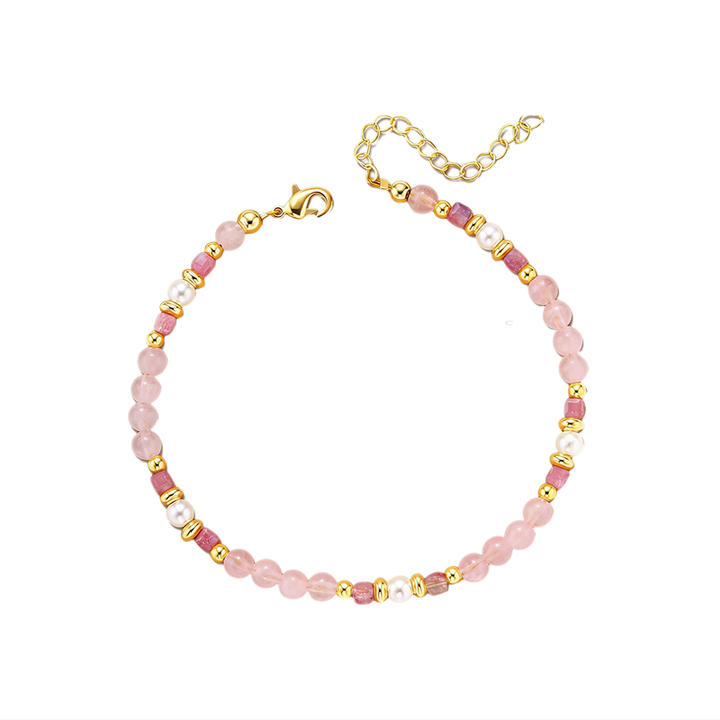 Rose‑Quartz Tourmaline & Pearl Spliced Luxury Women’s Bracelet
