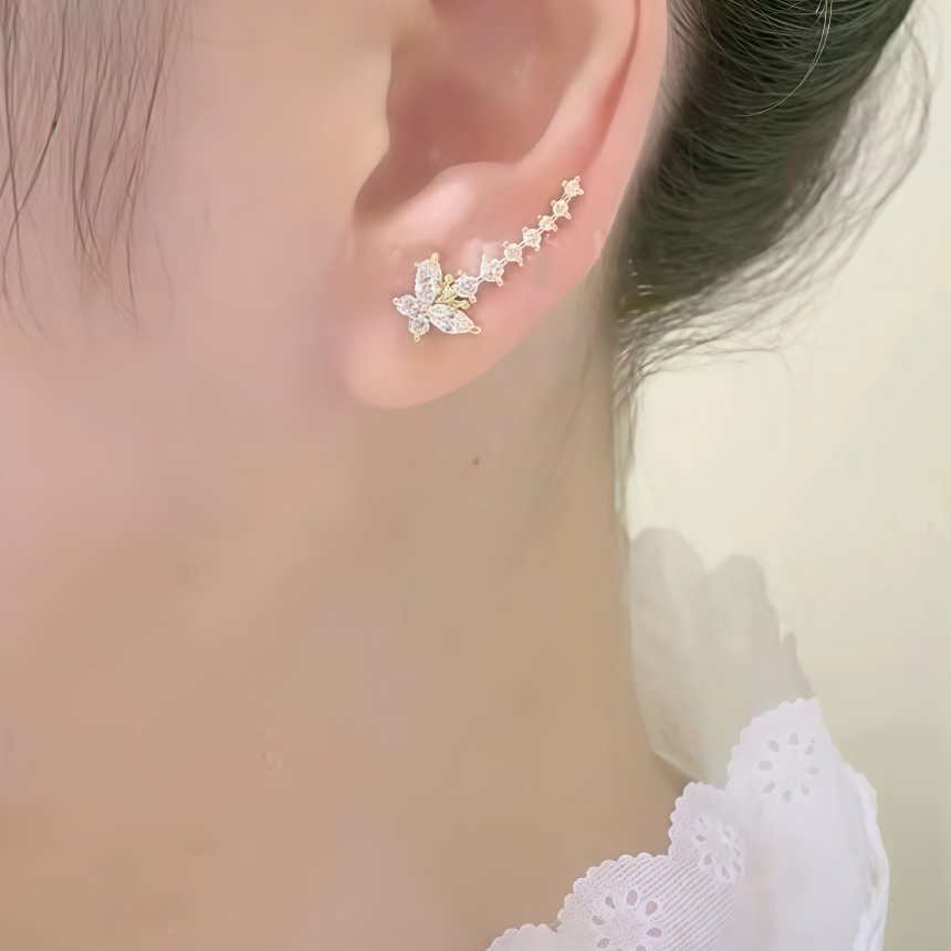 Butterfly Dance Diamond Ear Climbers (Light Luxury Niche Design Earrings)