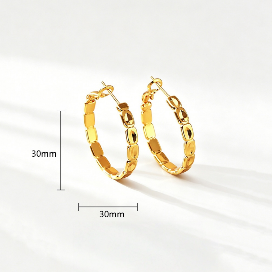 Open Chain Link Pig Nose Hoop Earrings, Gold & Silver Minimal Chunky Chain Hoops