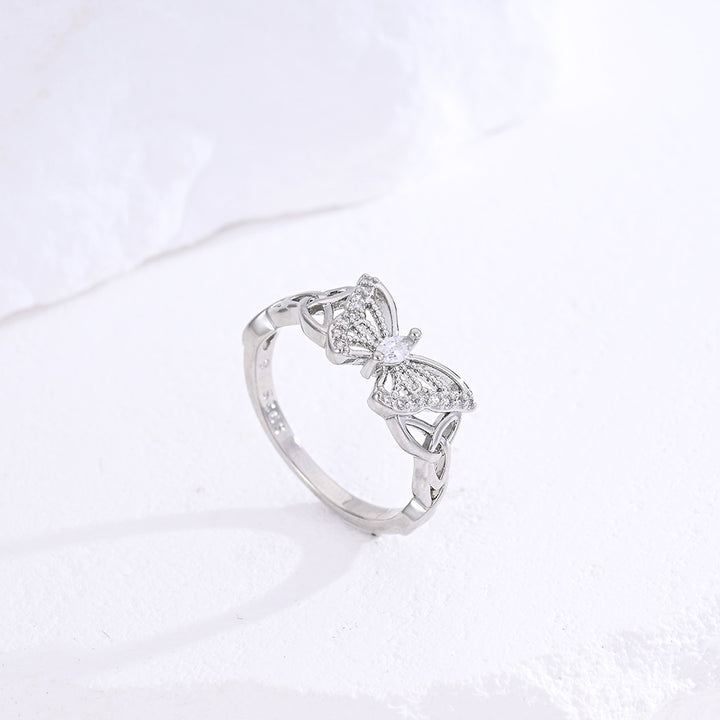 Hollow‑Out Diamond‑Inlaid Butterfly Ring For Women