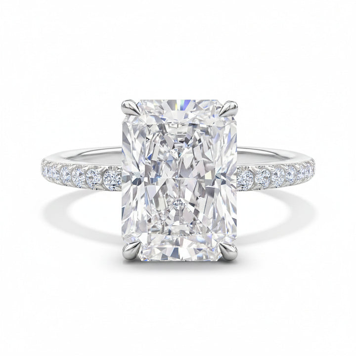 Ice Flower Cut & V-Shaped Pavé Wedding Ring Set (Luxury Classic Couple Bands)