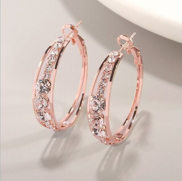 Double Layer Pavé Hoop Earring Set (Light Luxury Niche Design Earrings)