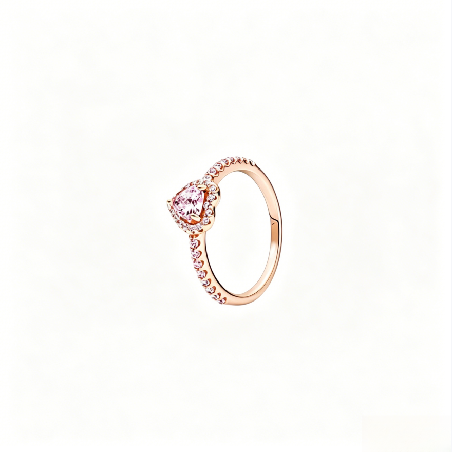 Heart-Cut Halo Half Pavé Ring (Multi-Color & Tone Options Luxury Women's Band)