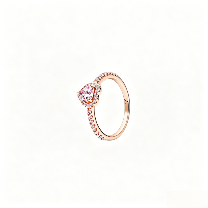 Heart-Cut Halo Half Pavé Ring (Multi-Color & Tone Options Luxury Women's Band)