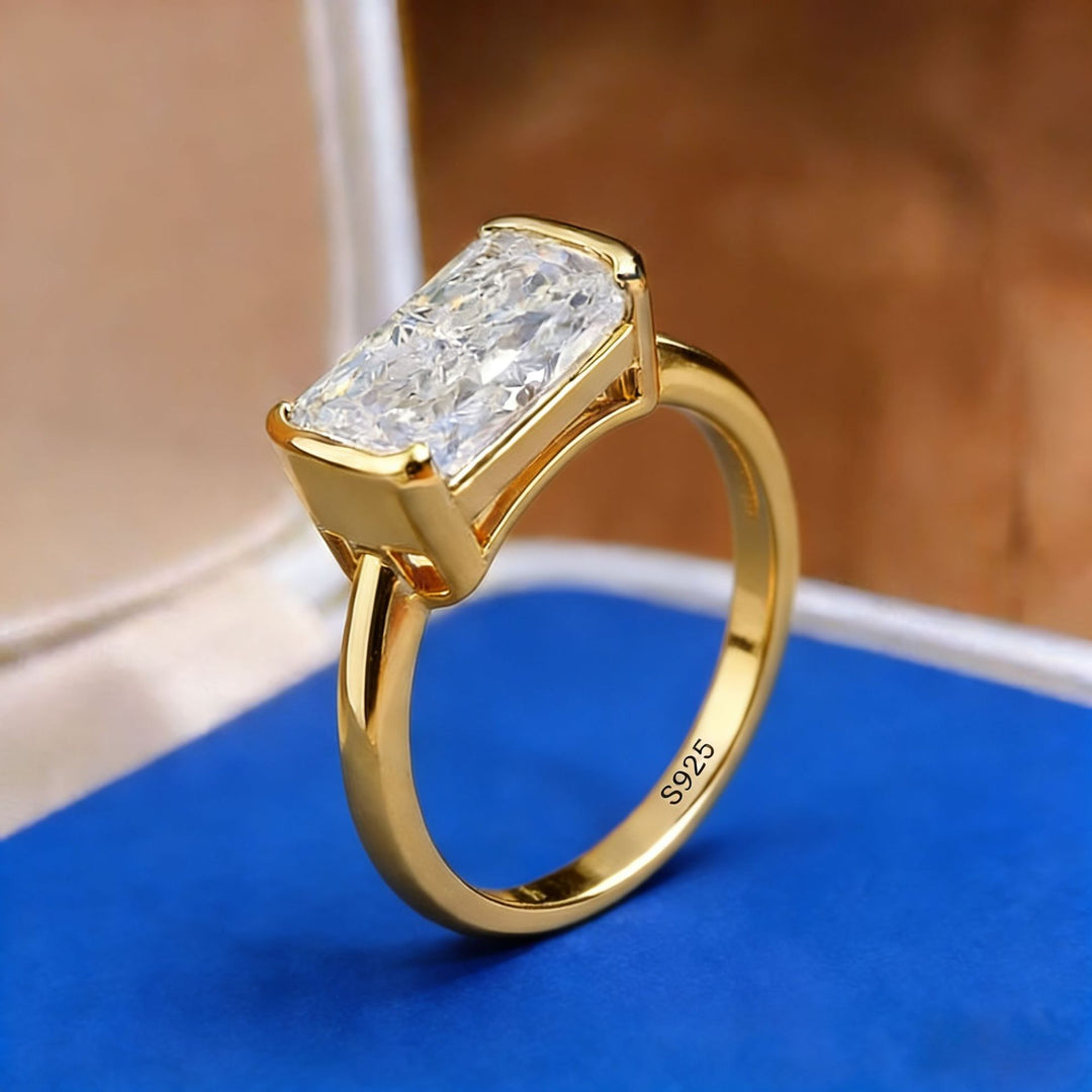 Rectangular Cushion‑Cut Solitaire Bezel‑Set Ring