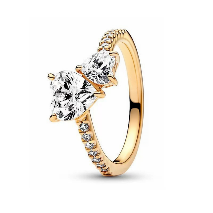 Double Heart Diamond Ring