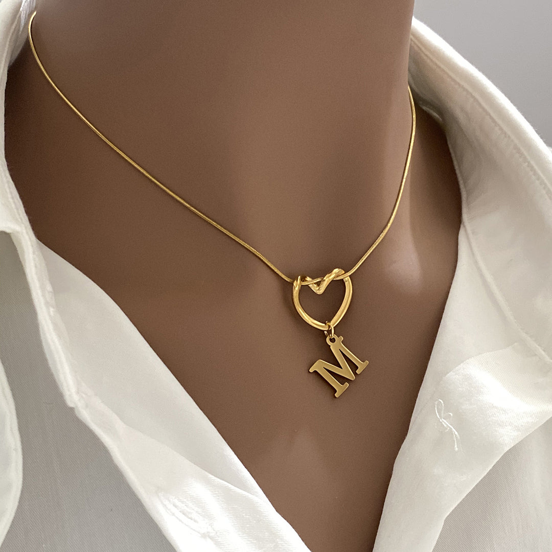 Heart & Initial Choker Set (Light Luxury Niche Personalized Necklace)