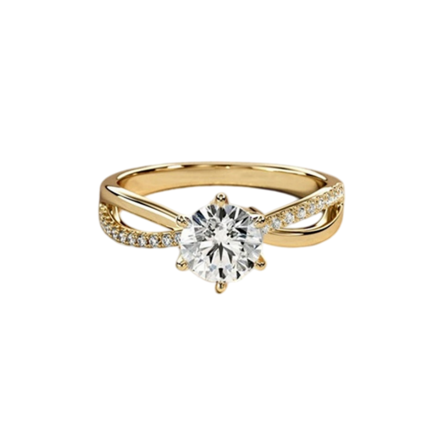 Twisted Shank Six-Prong Solitaire Diamond Ring