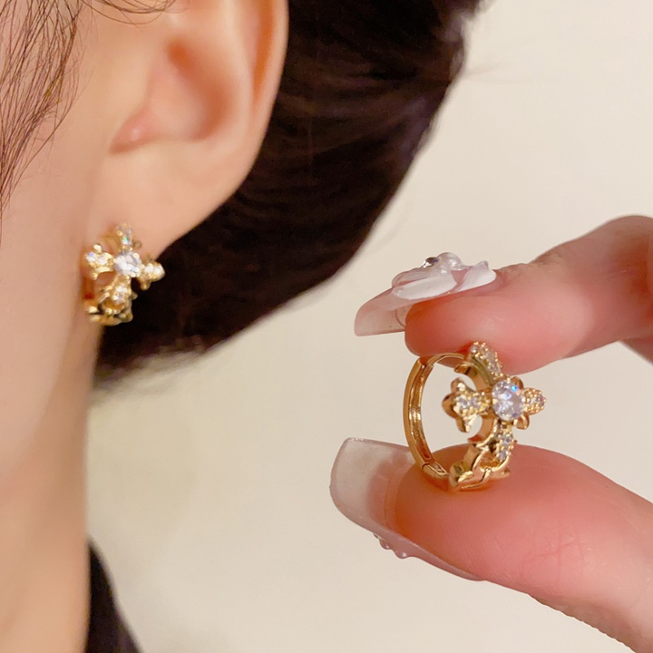 Vintage Cross Pavé Huggie Earring Set (Light Luxury Niche Edgy Earrings)