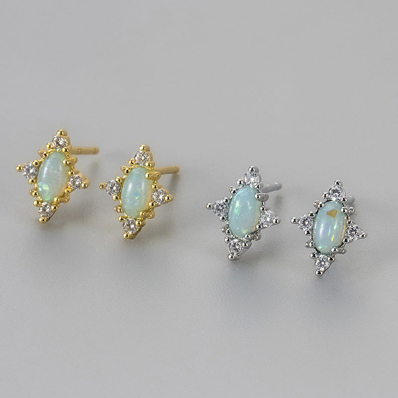 Opal Starburst Stud Earring Set (Light Luxury Niche Fresh Earrings)