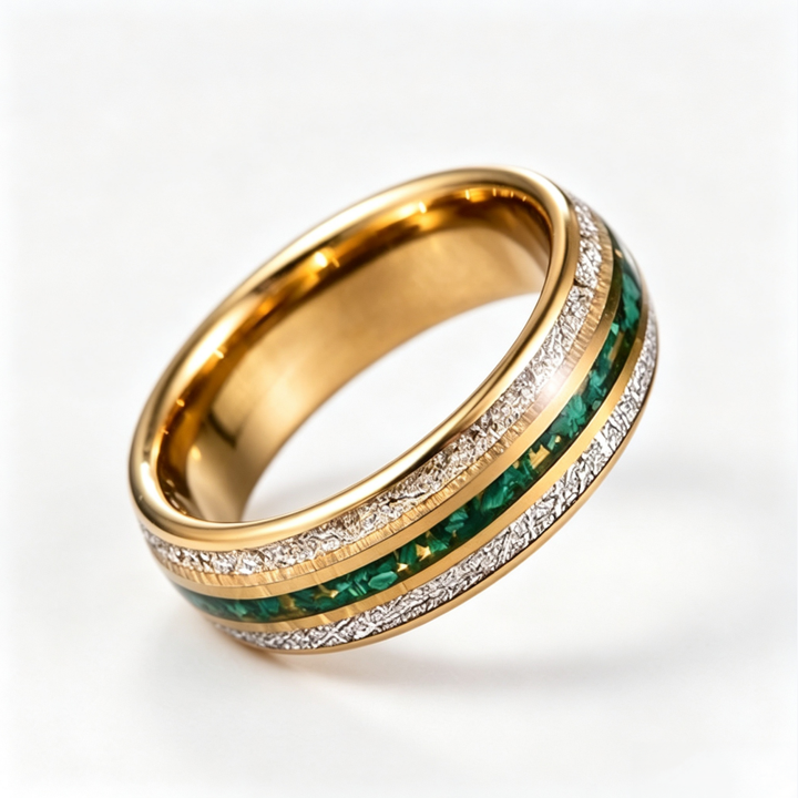 Tungsten Ring with Wood, Antler & Abalone Shell Inlay, Multiple Styles for Men