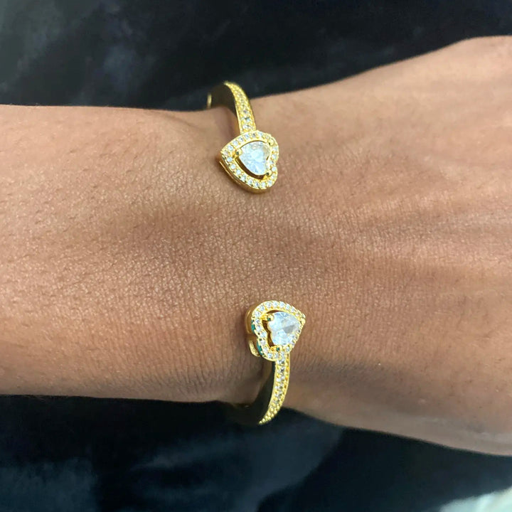 Luxury Diamond Bracelet Trio (Heart Cuff, Round Tennis, Heart Tennis)