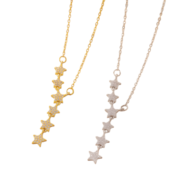 Pavé Starburst Linear Necklace (Light Luxury Niche Clavicle Chain)