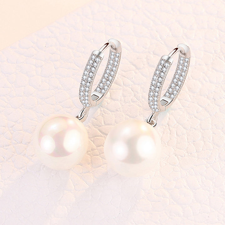 S925 Silver Paved Huggie Hoop Earrings With Pearl Drop, 2 Colors Luxury Dangle Earrings