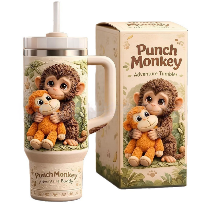 Punch Monkey Adventure Tumbler (Cute Monkey Print Insulated Cup)
