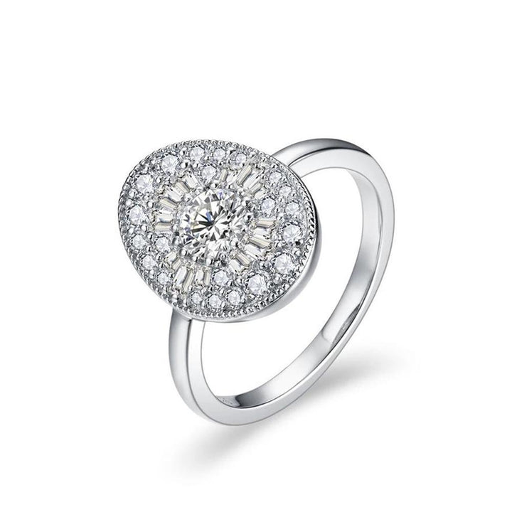Oval Multi‑Layer Halo Paved Diamond Ring, Two‑Tone Options