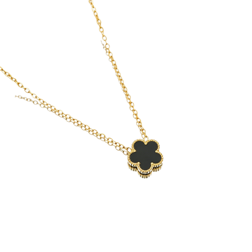 Double-sided five-leaf clover necklace - Women's multi-colored mother-of-pearl and agate lucky pendant clavicle chain