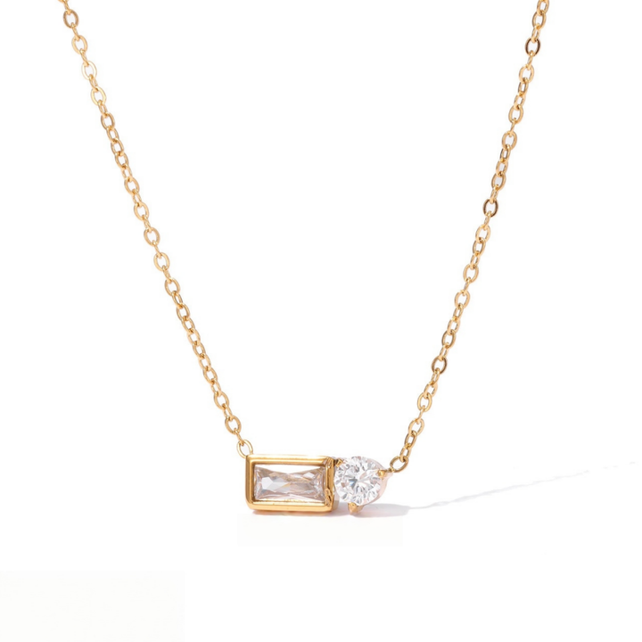 Rectangle & Round Diamond Choker Necklace