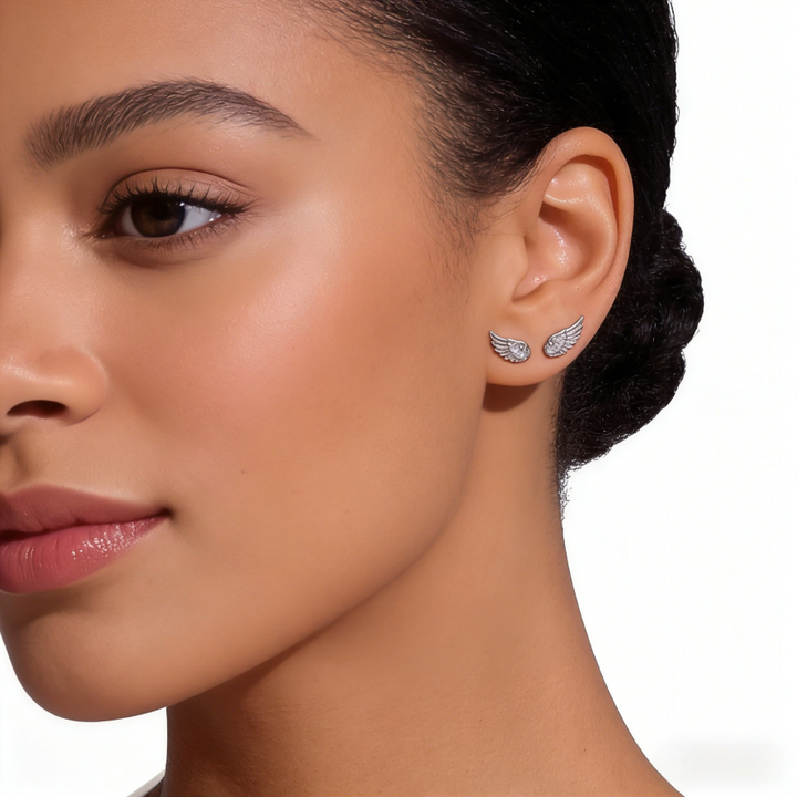 Asymmetric Angel Wings Stud Earrings (Light Luxury Niche Dynamic Earrings)