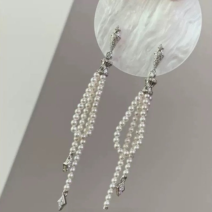 Vintage Baroque Pearl Tassel Drop Earrings (Delicate Luxury Long Dangles)
