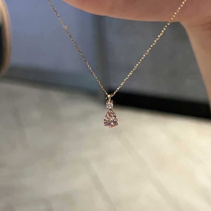 Pink Teardrop Pendant Necklace (Light Luxury Niche Gentle Choker)