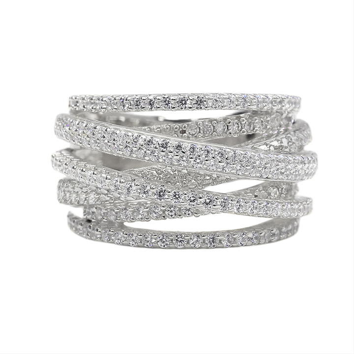 Multi-Layer Twisted Pavé Crossover Ring (3-Color Luxury Stackable Band)