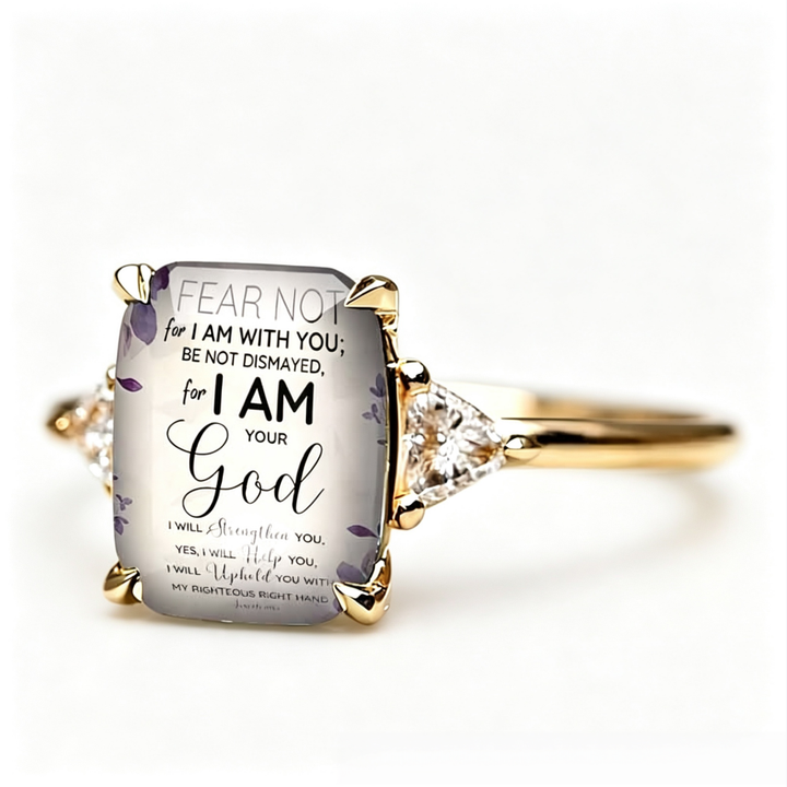 Rectangle‑Shape Bible Verse Printed Ring, Two‑Tone Options