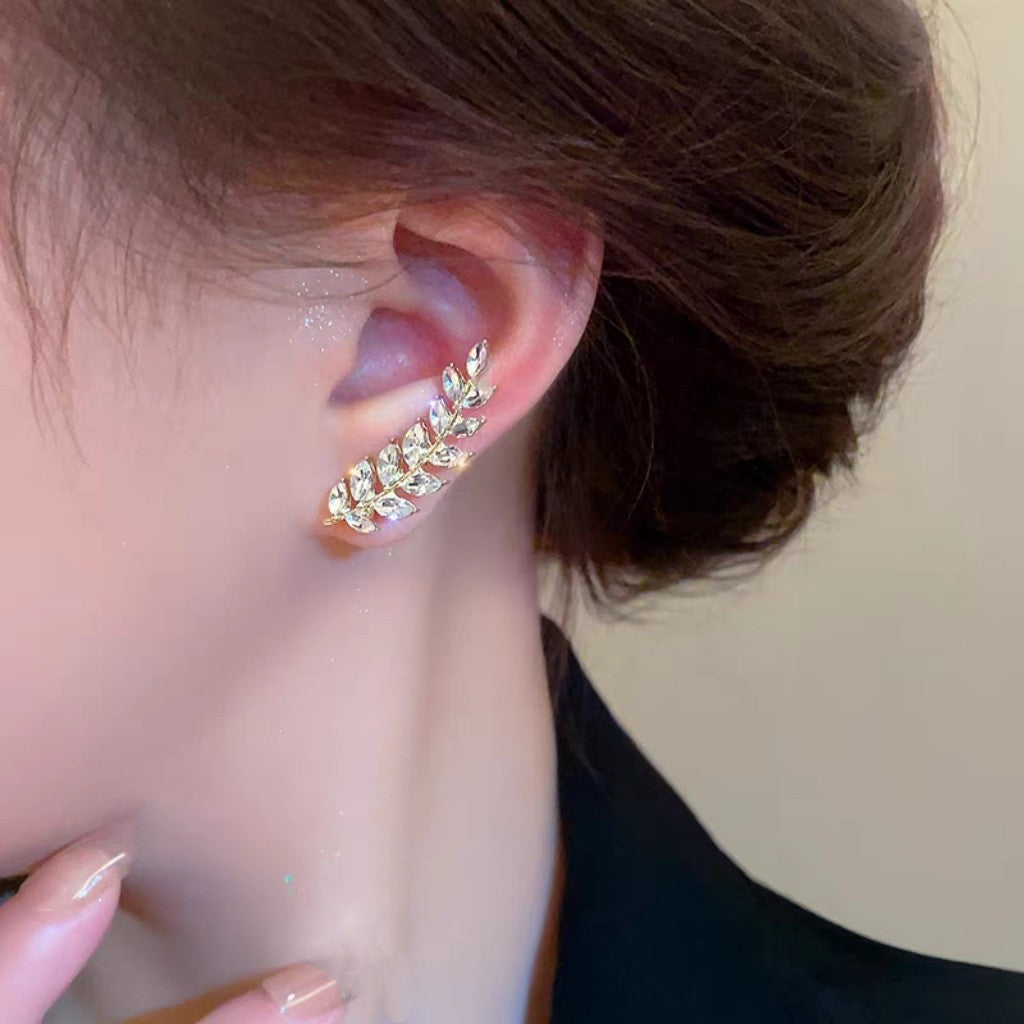 Wheat Ear Pavé Ear Climbers (Light Luxury Niche Design Earrings)